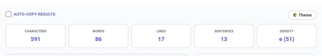 Text: Real-time character word line and sentence counting grid