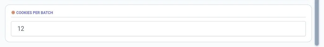 Configuring units per batch in the professional cooking timer settings.
