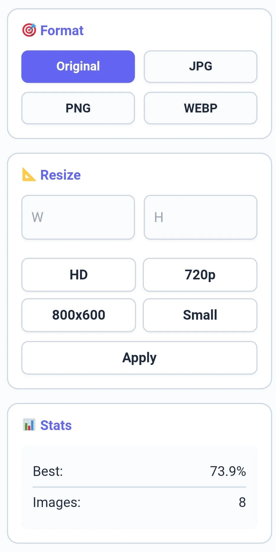 Bulk image compressor with WebP and PNG conversion options