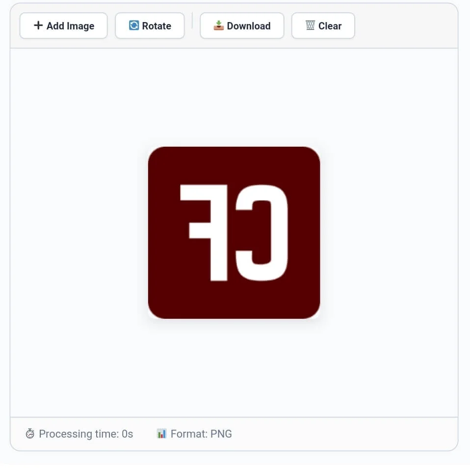 Flipped and rotated image result using photo rotator