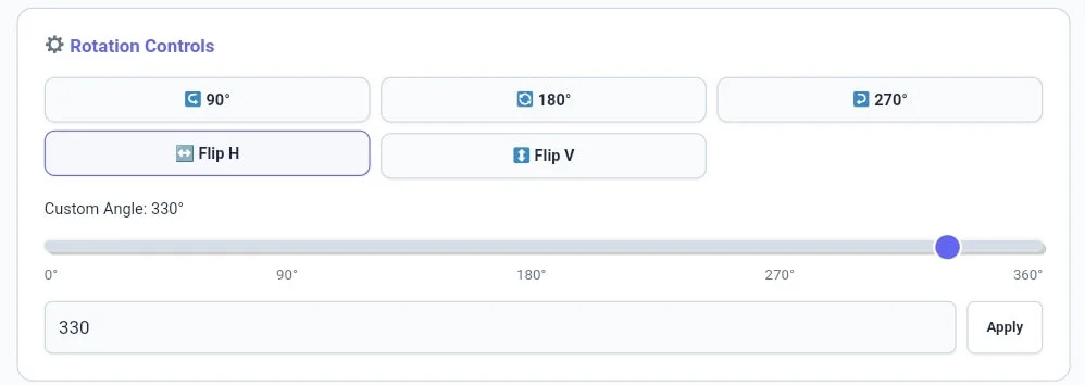 Rotate image online to custom angles using slider