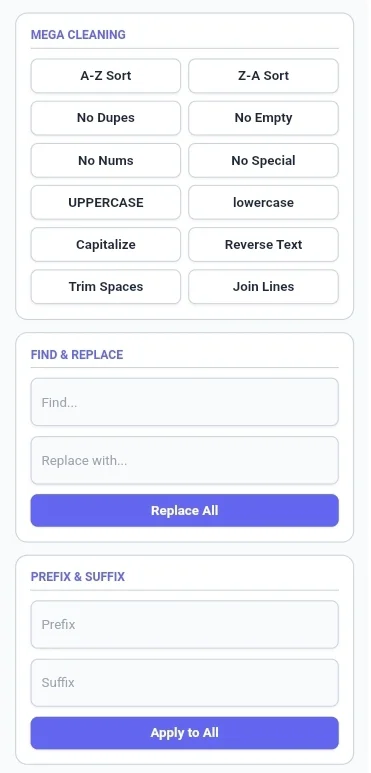 Remove duplicate lines online and sort text using CalcFlow sidebar