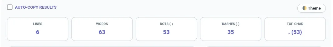 Real-time stats for dots dashes and morse code signals