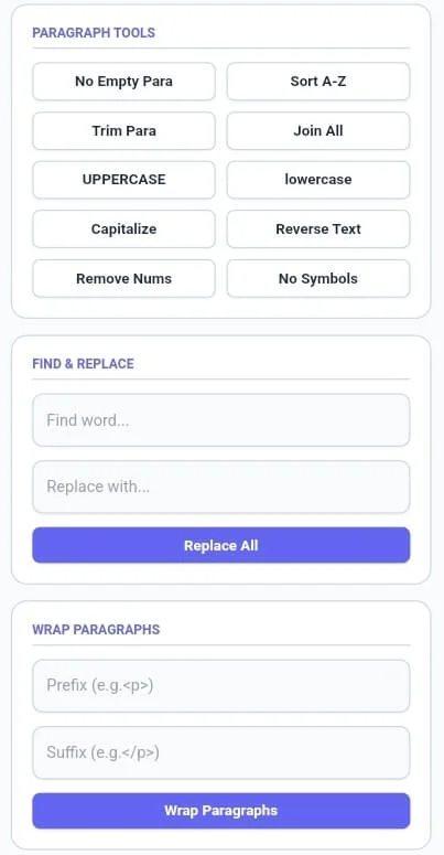 Paragraph wrapping and mega cleaning tools in CalcFlow