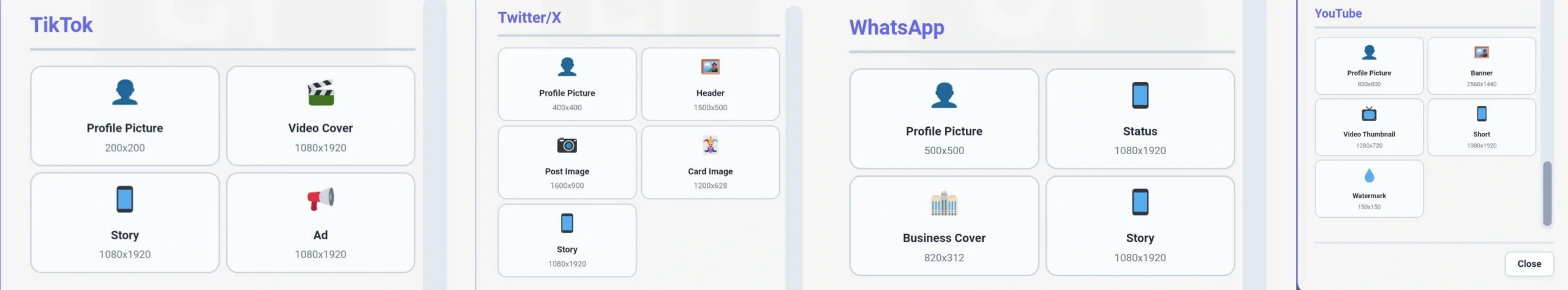 Templates for TikTok ads and WhatsApp status in CalcFlow