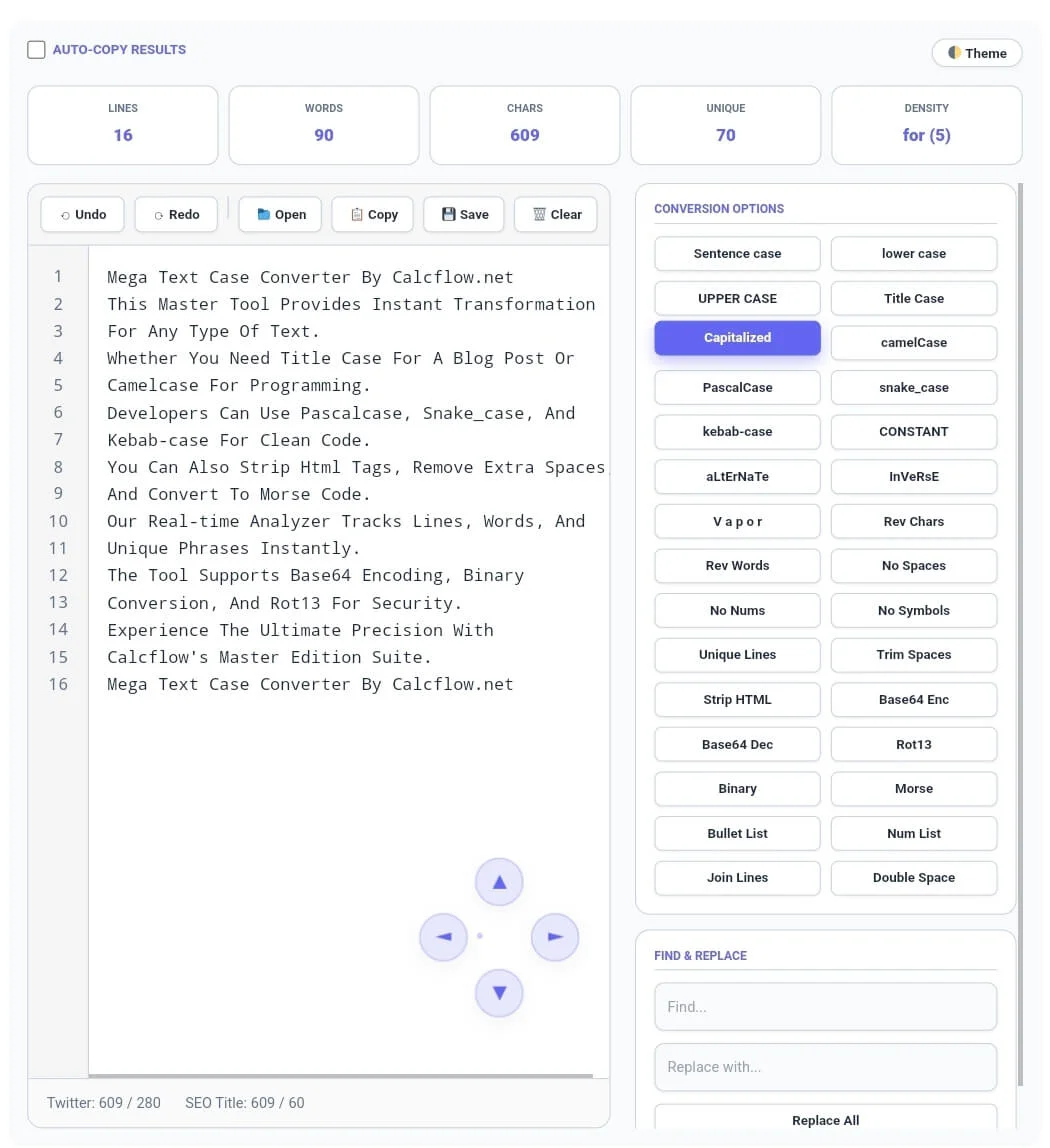 CalcFlow Online Text Case Converter Dashboard